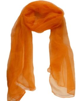 Ladies-Plain-Sheer-100-Silk-Neck-Scarf-150cm-x-45cm-Orange-0