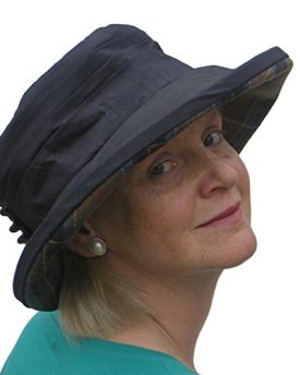 Ladies-Pleated-Wax-Waterproof-Winter-Rain-Hat-with-Bow-Navy-0