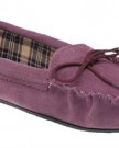 Ladies-Plum-Suede-Moccasin-Slippers-With-Tartan-Lining-and-Hardwearing-Sole-UK-size-6-0