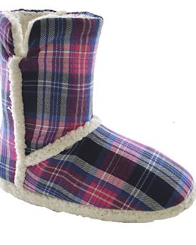 Ladies-SlumberzzZ-Plaid-Tartan-Print-Boot-Style-Slipper-FT0789-UK-7-8-Purple-0