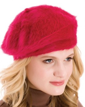 Ladies-Soft-Bright-Pink-Angora-Mix-Fur-Beret-Hat-GL421-0