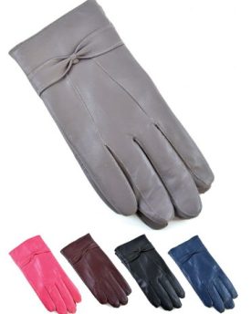 Ladies-Soft-Deluxe-Real-Leather-Gloves-with-Bow-in-Camel-SM-Christmas-Gift-0