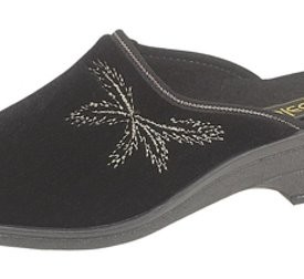 Ladies-Velour-Wedge-Heel-Mule-Slippers-BLACK-size-5-UK-0