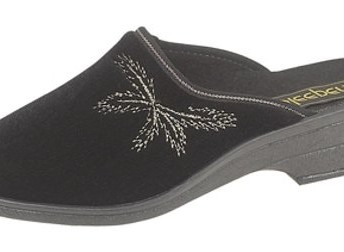 Ladies-Velour-Wedge-Heel-Mule-Slippers-BLACK-size-5-UK-0