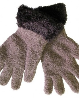 Ladies-Warm-Feather-Touch-stretchable-Winter-Gloves-2Tone-Cuff-6-Colours-Beige-Glove-Brown-Cuff-0
