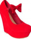 Ladies-Womens-Bright-Red-Bow-Detail-High-Heels-Platforms-Wedges-Shoes-Court-Ankle-Strap-3-8-UK6EURO39-0