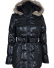 Ladies-Womens-PVC-Wet-Look-Padded-Quilted-Puffa-Bomber-Zip-Up-Hooded-Warm-Winter-Belted-Jackets-Coats-Snow-Outdoor-Outerwear-Size-10-12-14-16-18-10-Black-0