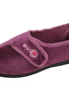 Ladies-Womens-Velvet-Velcro-Slippers-with-Rose-Embroidery-Perfect-Gift-for-Her-0