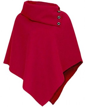 Ladies-Wool-Poncho-Contrast-Button-Detail-Womens-Assymetrical-Cape-Top-In-Red-0