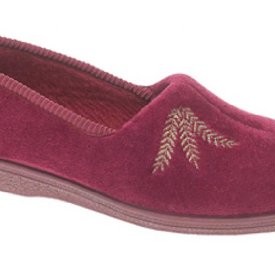 Ladies-ZENA-x-wide-fitting-velour-slippers-HEATHER-size-6-0