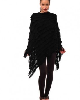 Ladies-knitted-Warm-Ruffle-Poncho-Fits-UK-8-10-12-14-16-Black-0