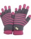 LadiesWomens-2-In-1-Striped-Thermal-Magic-Gloves-fingerless-and-full-fingered-One-Size-BlackGrey-0-0