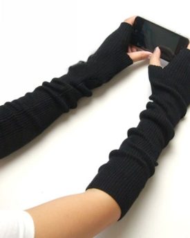 Lady-Pair-Long-Style-Wool-Fingerless-Gloves-Mittens-Arm-Wrist-Warmer-Winter-0