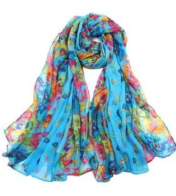 Lady-Womens-Colorful-Floral-Long-Scarf-Wraps-Shawl-Stole-Soft-Scarves-Blue-0