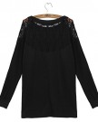 Ladys-Batwing-Dolman-Stylish-Loose-Blouse-Long-Sleeve-Shirt-Lace-Tops-T-Shirt-Black-0-1