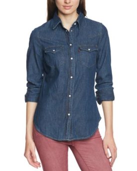 Levis-Womens-Tailored-Western-Shirt-BLAU-Medium-0