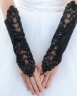 LondonProm-07-BLACK-Fingerless-Pearl-Lace-Satin-Bridal-Gloves-Fancy-BlackWhitered-BLACK-0-0