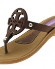 Lora-Dora-Womens-Faux-Leather-Toe-Posts-Flip-Flops-Low-Wedges-Sandals-Ladies-Shoes-Decorative-Strap-Brown-Size-UK-7-0-0