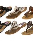 Lora-Dora-Womens-Faux-Leather-Toe-Posts-Flip-Flops-Low-Wedges-Sandals-Ladies-Shoes-Decorative-Strap-Brown-Size-UK-7-0-3