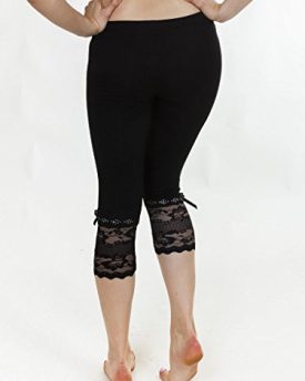 Love-My-Fashions-Womens-Ladies-3-Quarter-Lace-Plain-Stretch-Leggings-Size-8-10-12-14-0