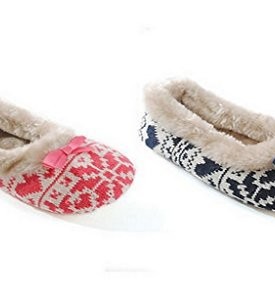 Luv-Shu-Ladies-Womens-Pink-Blue-Knitted-Ballerina-Warm-Cosy-Fur-Slippers-Blue-L-UK-7-8-0