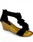 M1-Womens-Low-Wedge-Sandal-Back-Zip-Flower-Ladies-Open-Toe-Shoes-5-UK-Black-0