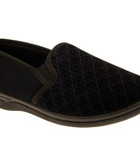 MENS-SLIPPERS-BLACK-VELOUR-VELVET-SOFT-HEEL-WIDE-FIT-SIZES-10-0