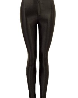 MGL-Ladies-Disco-Pants-Wet-Look-Shiny-Leggings-In-Black-Size-10-0