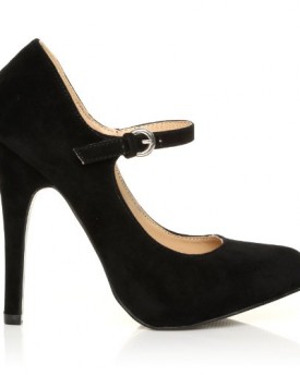 MISCHA-Black-Faux-Suede-Stiletto-Very-High-Heel-Mary-Janes-Shoes-Size-UK-7-EU-40-0