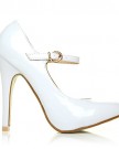 MISCHA-White-Patent-PU-Leather-Stiletto-Very-High-Heel-Mary-Janes-Shoes-Size-UK-5-EU-38-0