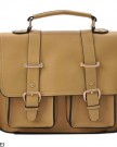 Messenger-Satchel-Handbag-with-Front-Buckles-Beige-0
