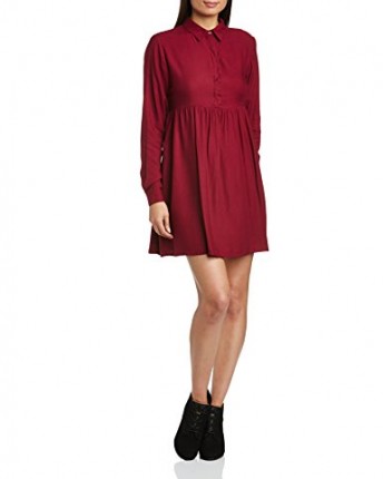 Motel-Womens-Kye-Shirt-Long-Sleeve-Dress-Red-Oxblood-Size-8-Manufacturer-SizeX-Small-0