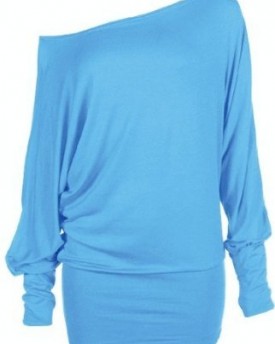 NEW-LADIES-WOMENS-PLUS-SIZE-OFF-SHOULDER-PLAIN-BAGGY-BATWING-SLEEVE-SLOUCH-DRESS-TOP-16-22-XXL-20-22-TURQUOISE-0