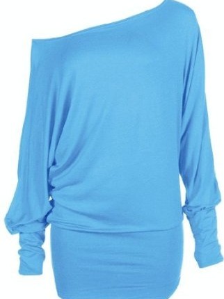 NEW-LADIES-WOMENS-PLUS-SIZE-OFF-SHOULDER-PLAIN-BAGGY-BATWING-SLEEVE-SLOUCH-DRESS-TOP-16-22-XXL-20-22-TURQUOISE-0