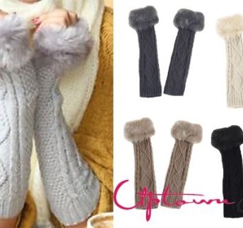 NEW-WOMEN-LADIES-LUXURY-FAUX-FUR-CABLE-KNITTED-LONG-FINGERLESS-WINTER-WARM-GLOVE-0
