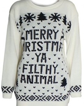 NEW-WOMEN-MERRY-CHRISTMAS-AND-FILTHY-ANIMAL-CARDIGAN-TOP-JUMPER-OVERSIZE-UK-SIZE-8-16-LXL-16-18-CREAM-0