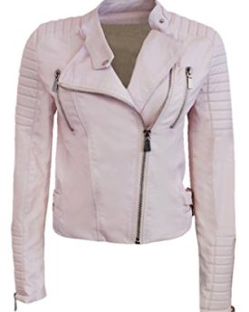 NEW-Womens-BIKER-JACKET-Crop-FAUX-LEATHER-Ladies-ZIP-Coat-Size-6-8-10-12-14-6-PINK-0