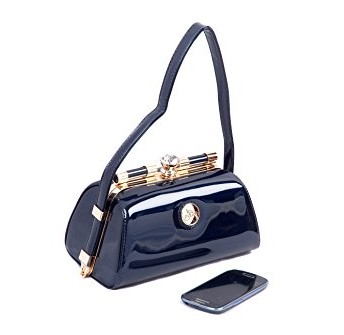 Navy-Blue-Patent-Elegant-Occasion-Designer-Handbag-with-Gold-Trim-by-Peach-0