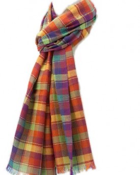 Neck-Scarf-a-classic-twill-weave-100-pure-cotton-Rainbow-Tartan-scarf-0