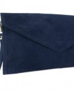 New-Girly-HandBags-Genuine-Suede-Leather-Envelope-Clutch-Bag-Envelope-Wrist-Bag-Evening-Elegant-Womens-Navy-0-0