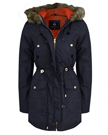 New-Ladies-Fur-Lined-Hood-Military-Style-Parka-Winter-Warm-Jacket-Coat-Size-8-16-0