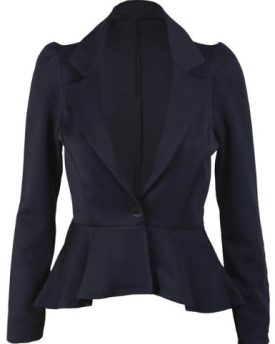 New-Ladies-Long-Sleeve-Peplum-Flared-Frill-Womens-Fitted-Button-Blazer-Smart-Jacket-Black-Size-12-0