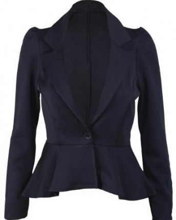 New-Ladies-Long-Sleeve-Peplum-Flared-Frill-Womens-Fitted-Button-Blazer-Smart-Jacket-Black-Size-12-0