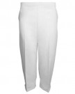 New-Ladies-Womens-Half-Elasticated-Waist-34-Cropped-Capri-Trousers-Plus-Sizes-White-UK-14-0