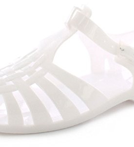 New-LadiesWomens-White-Jelly-Sandals-Adjustable-Ankle-Fastening-White-UK-6-0
