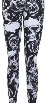 New-Plus-Size-Ladies-Skull-Floral-Print-Womens-Long-Black-Flower-Patterned-Stretch-Pants-Leggings-Size-16-18-0