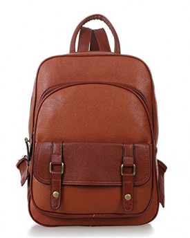 New-Retro-Fashion-PU-Leather-Women-Girls-Backpack-School-Bookbags-Shoulder-Bag-brown-0
