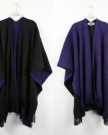 New-Women-Lady-Wrap-Shawl-Cape-Poncho-Scarf-Knit-Tassel-Purple-black-0