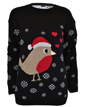 New-Womens-2014-Christmas-Jumper-Aztec-Robin-White-Glitter-Snowflakes-X-Large-Robin-Snowflakes-0