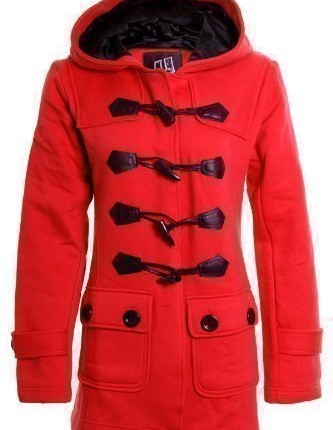 New-Womens-Duffle-Trench-Hooded-Pocket-Ladies-Coat-Jacket-14-Red-0